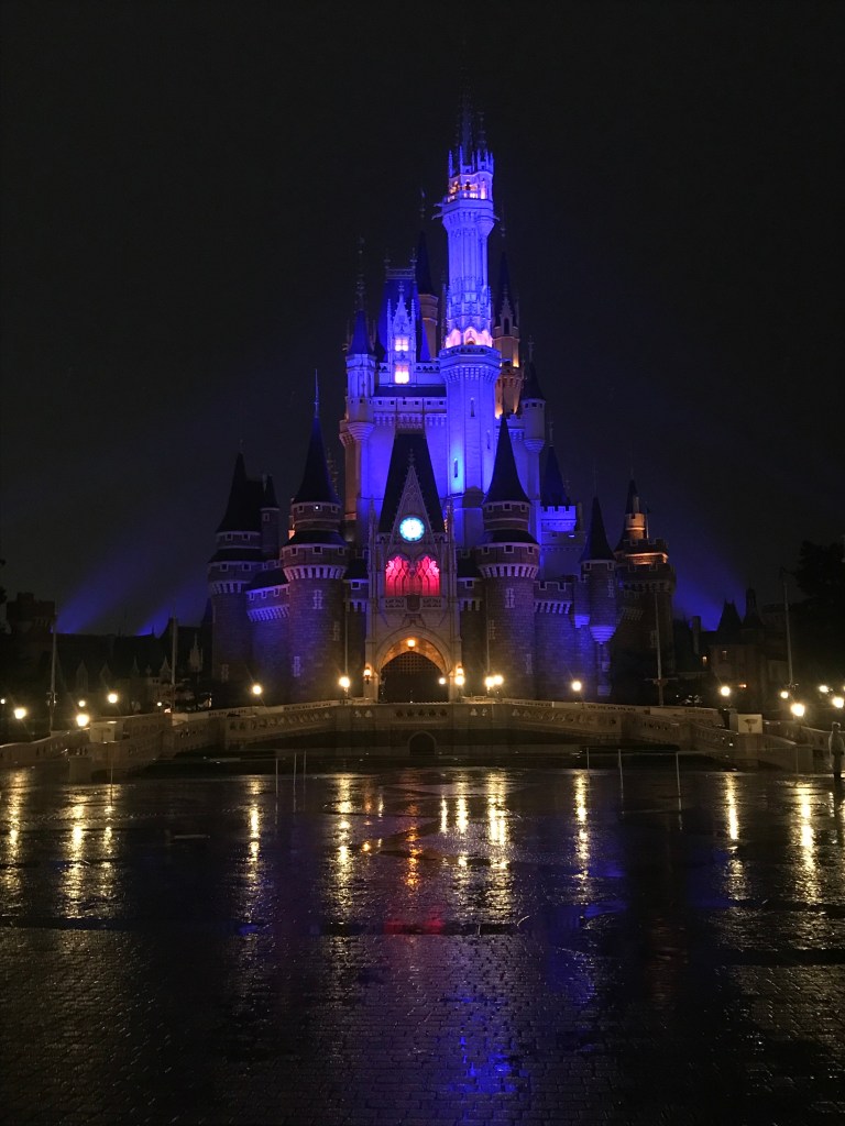 Disney castle at night